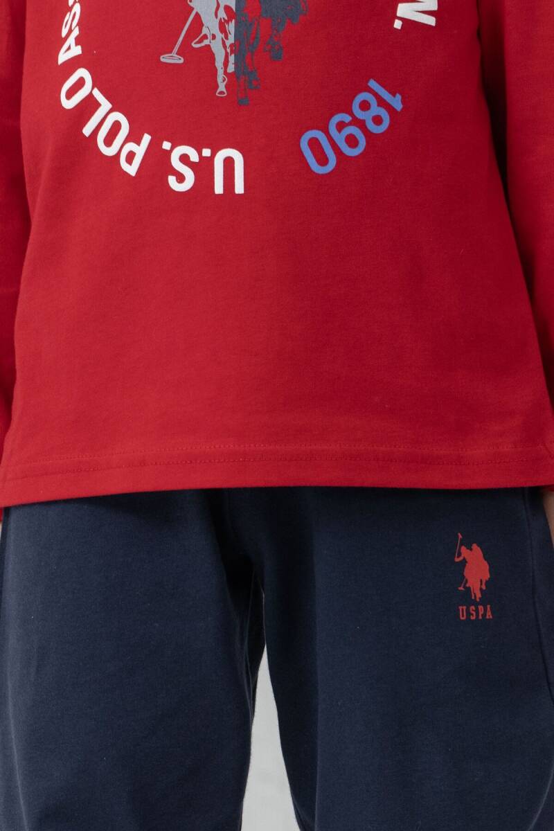 U.S. Polo Assn. Erkek Çocuk %100 Pamuk Baskılı Kırmızı Uzun Kol Pijama Takımı US2638-C-V2 - 4