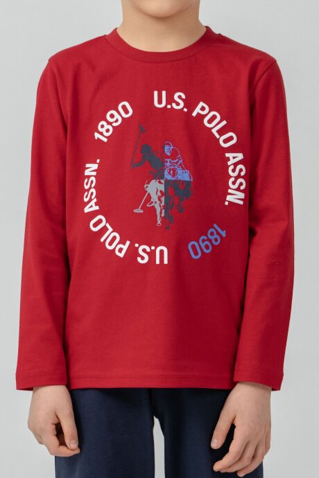 U.S. Polo Assn. Erkek Çocuk %100 Pamuk Baskılı Kırmızı Uzun Kol Pijama Takımı US2638-C-V2 (1)