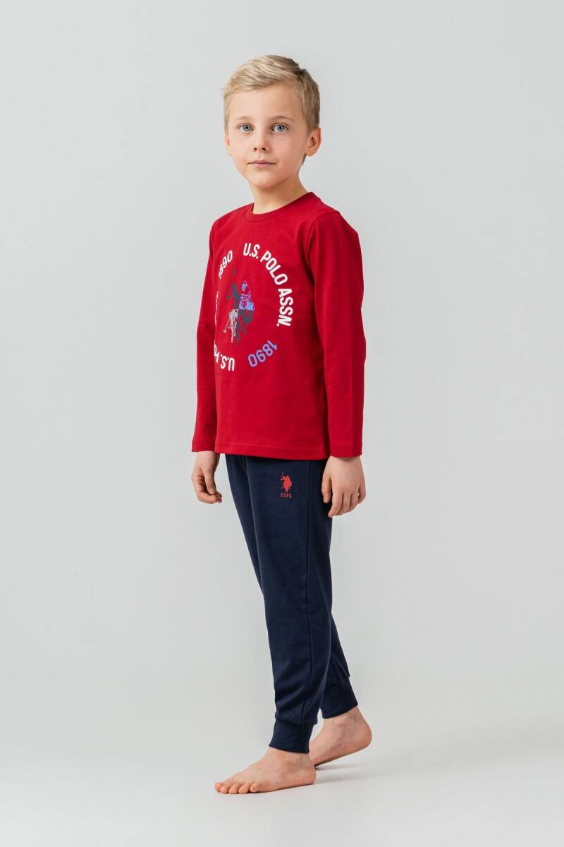 U.S. Polo Assn. Erkek Çocuk %100 Pamuk Baskılı Kırmızı Uzun Kol Pijama Takımı US2638-C-V2 - 6