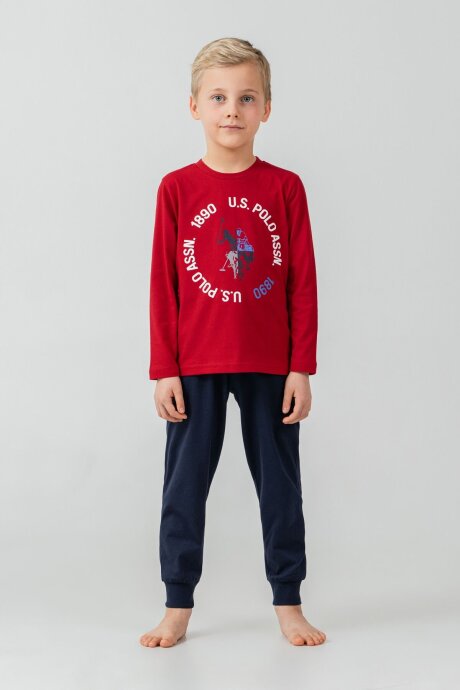 U.S. Polo Assn. Erkek Çocuk %100 Pamuk Baskılı Kırmızı Uzun Kol Pijama Takımı US2638-C-V2 - 5