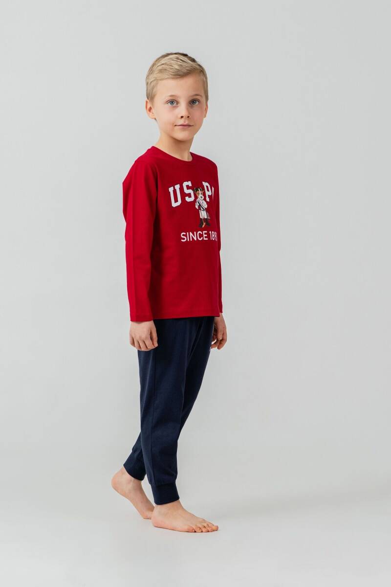 U.S. Polo Assn. Erkek Çocuk %100 Pamuk Baskılı Kırmızı Uzun Kol Pijama Takımı US2639-C-V2 - 5
