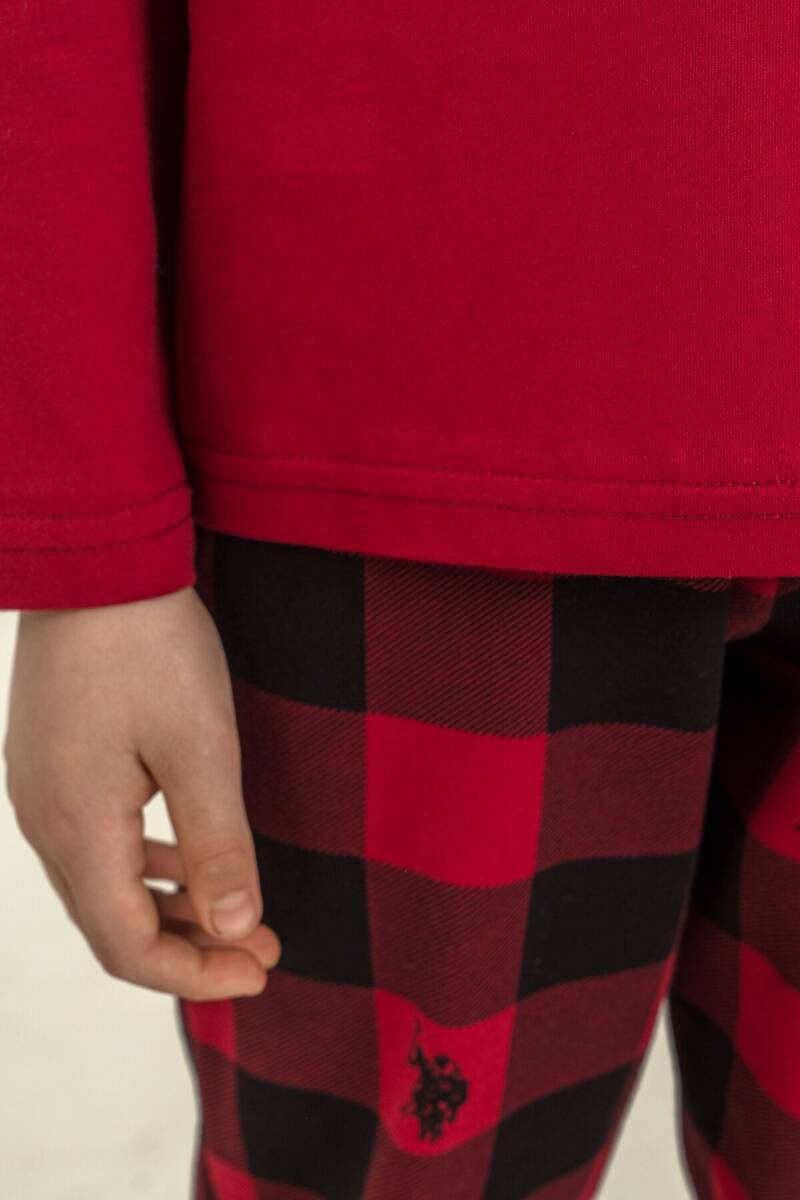 U.S. Polo Assn. Erkek Çocuk %100 Pamuk Baskılı Kırmızı Uzun Kol Pijama Takımı US2647-C-V3 - 3