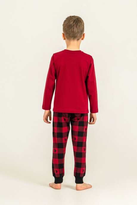 U.S. Polo Assn. Erkek Çocuk %100 Pamuk Baskılı Kırmızı Uzun Kol Pijama Takımı US2647-C-V3 - 4