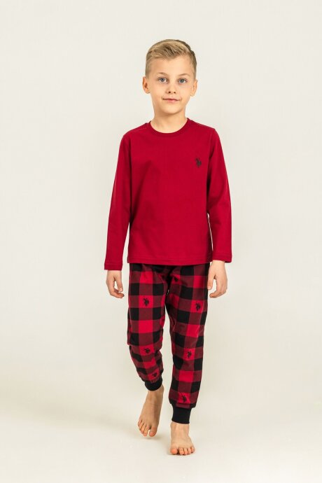 U.S. Polo Assn. Erkek Çocuk %100 Pamuk Baskılı Kırmızı Uzun Kol Pijama Takımı US2647-C-V3