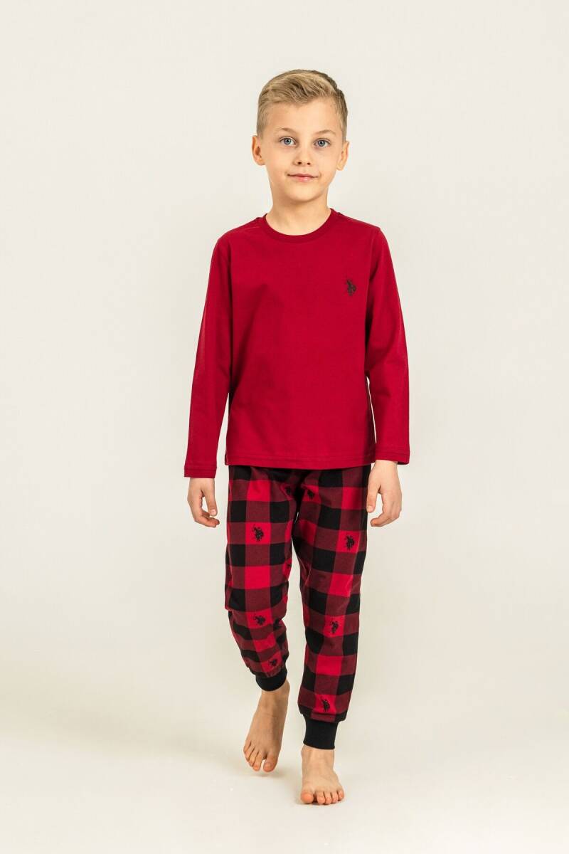 U.S. Polo Assn. Erkek Çocuk %100 Pamuk Baskılı Kırmızı Uzun Kol Pijama Takımı US2647-C-V3 - 1