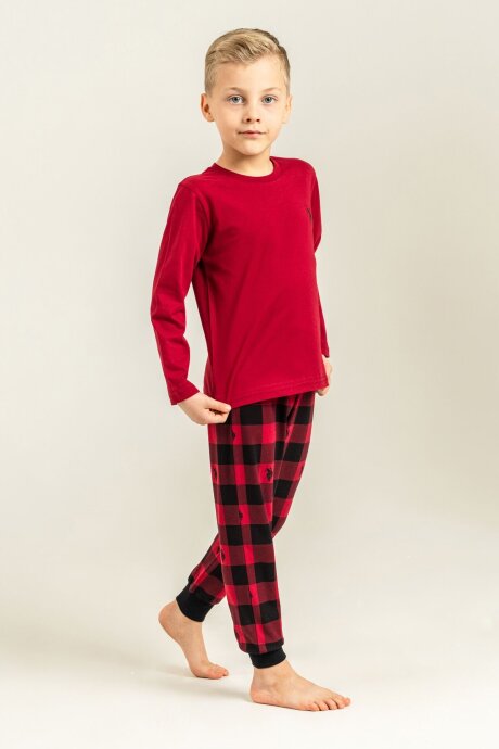 U.S. Polo Assn. Erkek Çocuk %100 Pamuk Baskılı Kırmızı Uzun Kol Pijama Takımı US2647-C-V3 - 5