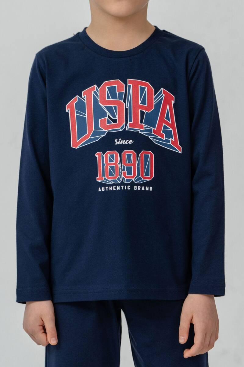 U.S. Polo Assn. Erkek Çocuk %100 Pamuk Baskılı Lacivert Uzun Kol Pijama Takımı US2636-C-V1 - 3