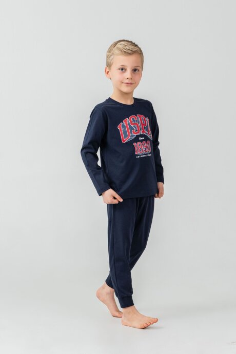 U.S. Polo Assn. Erkek Çocuk %100 Pamuk Baskılı Lacivert Uzun Kol Pijama Takımı US2636-C-V1