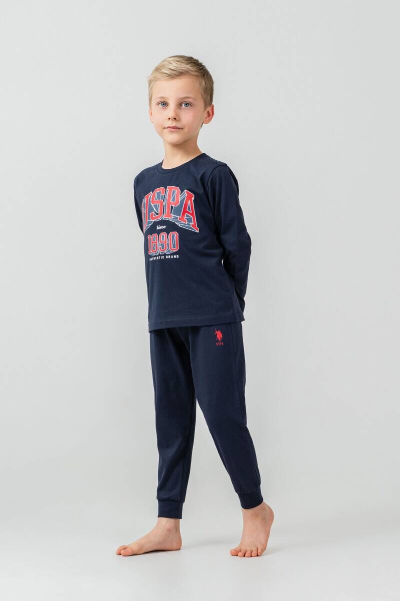 U.S. Polo Assn. Erkek Çocuk %100 Pamuk Baskılı Lacivert Uzun Kol Pijama Takımı US2636-C-V1 - 2