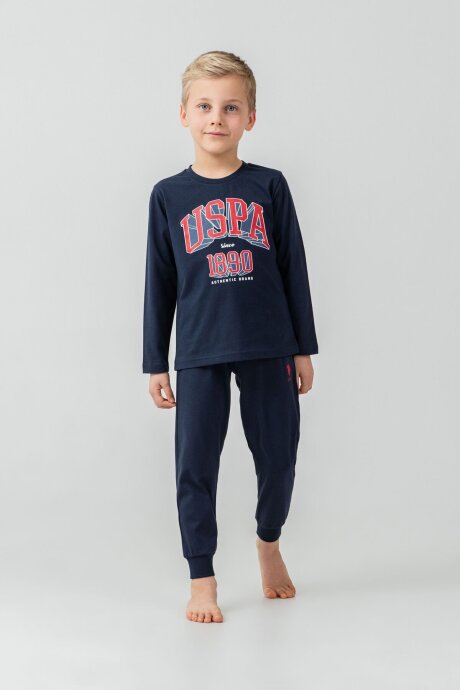 U.S. Polo Assn. Erkek Çocuk %100 Pamuk Baskılı Lacivert Uzun Kol Pijama Takımı US2636-C-V1 - 5
