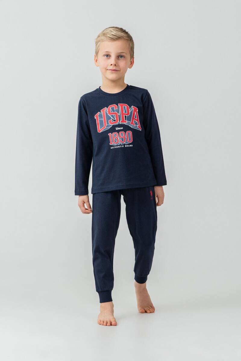 U.S. Polo Assn. Erkek Çocuk %100 Pamuk Baskılı Lacivert Uzun Kol Pijama Takımı US2636-C-V1 - 5