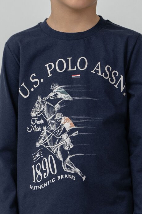 U.S. Polo Assn. Erkek Çocuk %100 Pamuk Baskılı Lacivert Uzun Kol Pijama Takımı US2637-C-V2 (1)