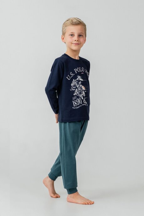 U.S. Polo Assn. Erkek Çocuk %100 Pamuk Baskılı Lacivert Uzun Kol Pijama Takımı US2637-C-V2