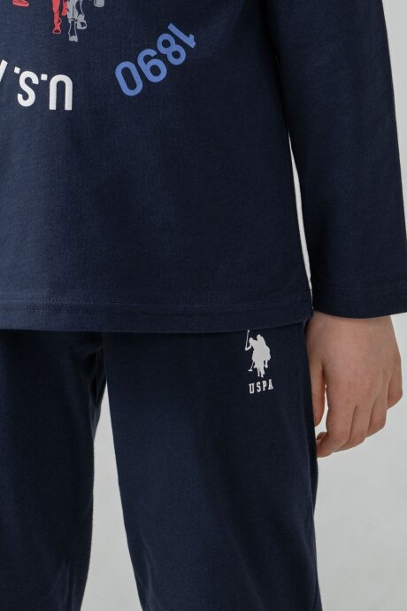 U.S. Polo Assn. Erkek Çocuk %100 Pamuk Baskılı Lacivert Uzun Kol Pijama Takımı US2638-C-V1 - 5