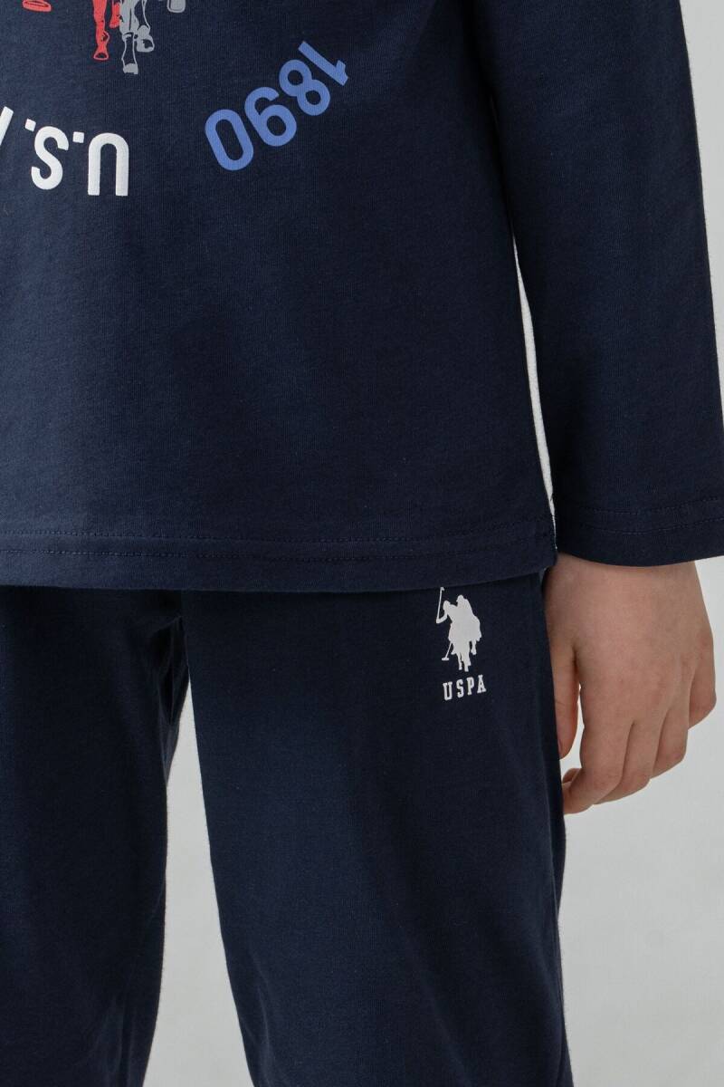 U.S. Polo Assn. Erkek Çocuk %100 Pamuk Baskılı Lacivert Uzun Kol Pijama Takımı US2638-C-V1 - 5
