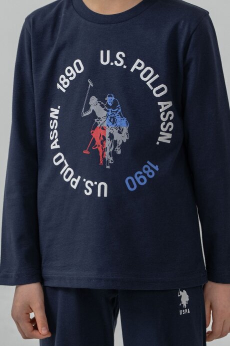 U.S. Polo Assn. Erkek Çocuk %100 Pamuk Baskılı Lacivert Uzun Kol Pijama Takımı US2638-C-V1 - 3