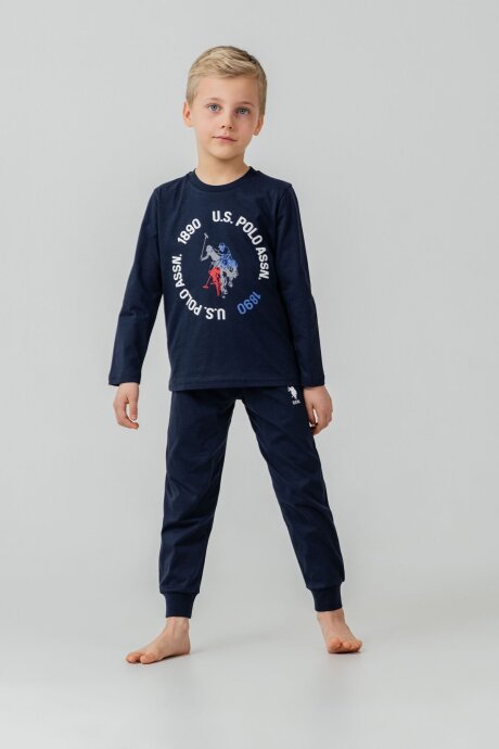 U.S. Polo Assn. Erkek Çocuk %100 Pamuk Baskılı Lacivert Uzun Kol Pijama Takımı US2638-C-V1 - 6