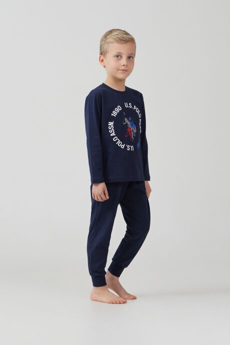 U.S. Polo Assn. Erkek Çocuk %100 Pamuk Baskılı Lacivert Uzun Kol Pijama Takımı US2638-C-V1
