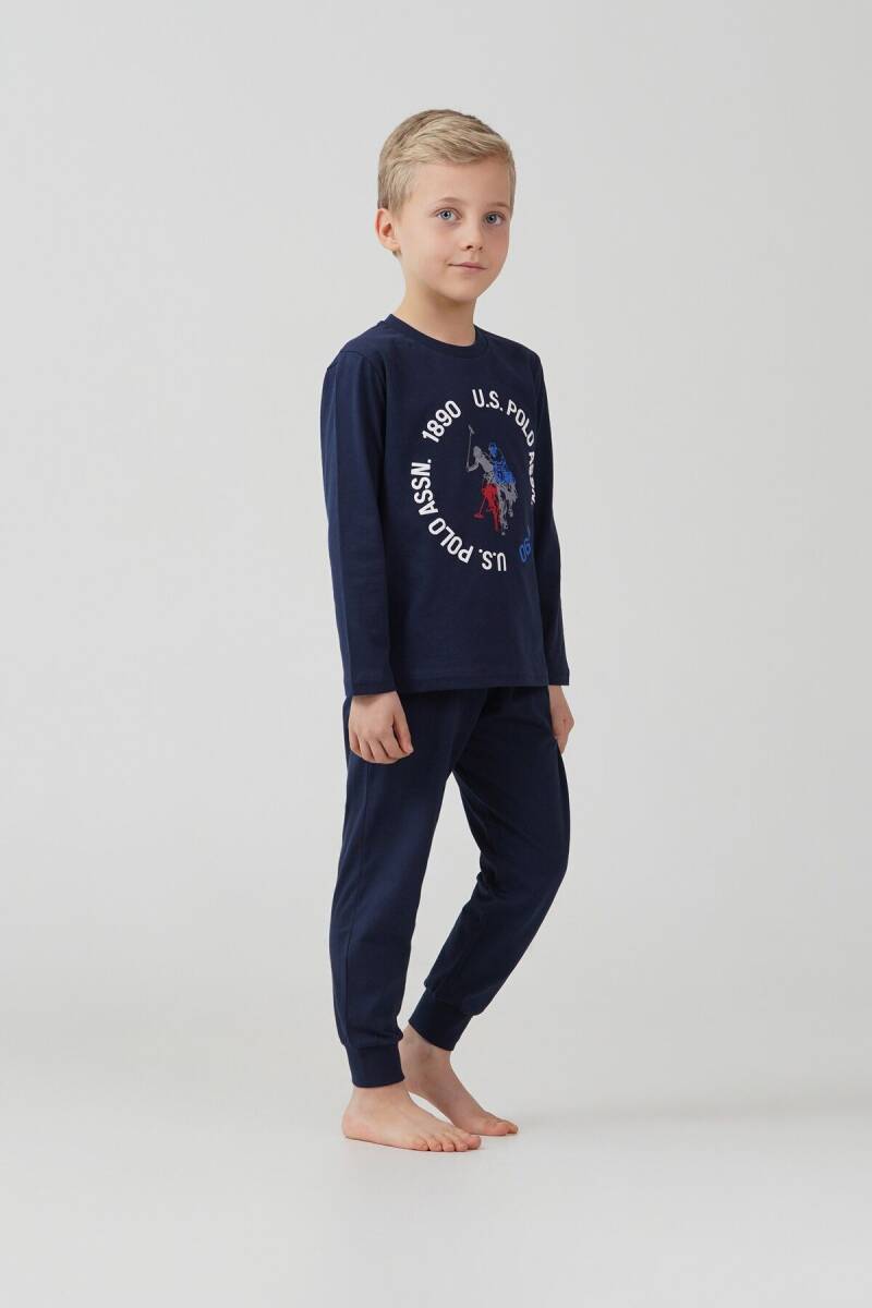 U.S. Polo Assn. Erkek Çocuk %100 Pamuk Baskılı Lacivert Uzun Kol Pijama Takımı US2638-C-V1 - 1