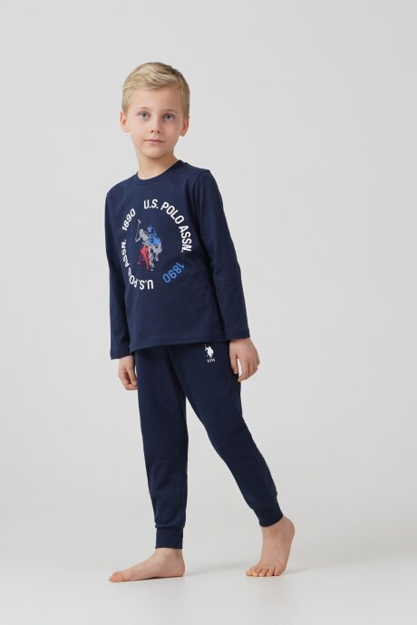 U.S. Polo Assn. Erkek Çocuk %100 Pamuk Baskılı Lacivert Uzun Kol Pijama Takımı US2638-C-V1 - 7