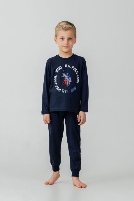 U.S. Polo Assn. Erkek Çocuk %100 Pamuk Baskılı Lacivert Uzun Kol Pijama Takımı US2638-C-V1 (1)