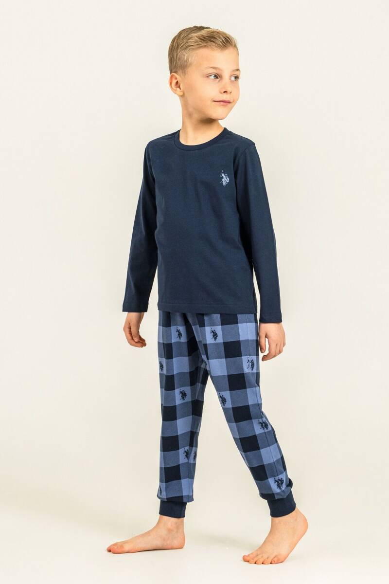 U.S. Polo Assn. Erkek Çocuk %100 Pamuk Baskılı Lacivert Uzun Kol Pijama Takımı US2647-C-V1 - 1
