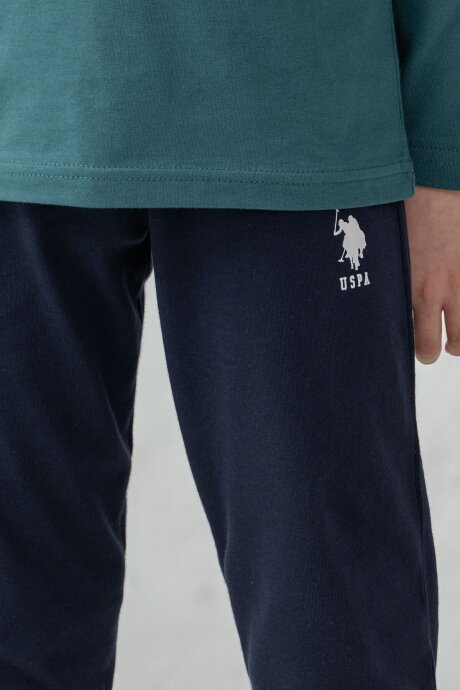 U.S. Polo Assn. Erkek Çocuk %100 Pamuk Baskılı Yeşil Uzun Kol Pijama Takımı US2636-C-V2 - 5