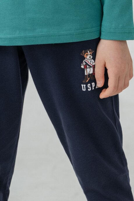 U.S. Polo Assn. Erkek Çocuk %100 Pamuk Baskılı Yeşil Uzun Kol Pijama Takımı US2639-C-V1 - 4
