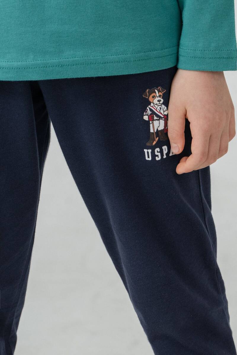 U.S. Polo Assn. Erkek Çocuk %100 Pamuk Baskılı Yeşil Uzun Kol Pijama Takımı US2639-C-V1 - 4