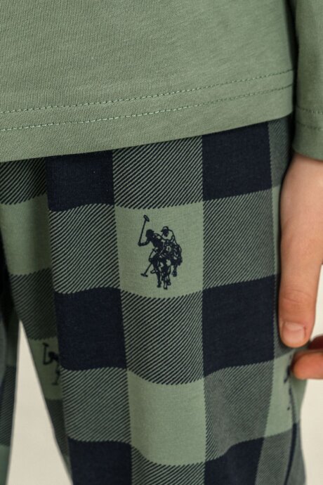 U.S. Polo Assn. Erkek Çocuk %100 Pamuk Baskılı Yeşil Uzun Kol Pijama Takımı US2647-C-V2 - 3