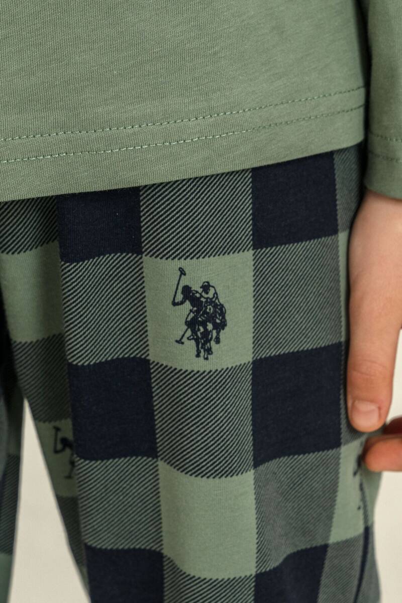 U.S. Polo Assn. Erkek Çocuk %100 Pamuk Baskılı Yeşil Uzun Kol Pijama Takımı US2647-C-V2 - 3