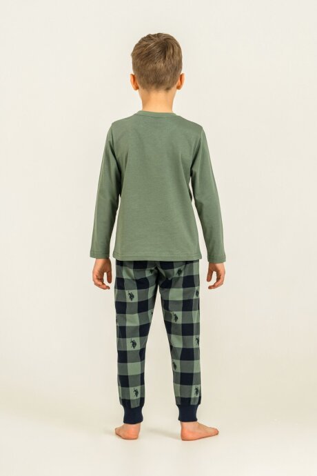 U.S. Polo Assn. Erkek Çocuk %100 Pamuk Baskılı Yeşil Uzun Kol Pijama Takımı US2647-C-V2 - 4