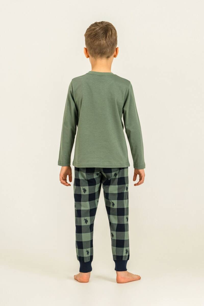 U.S. Polo Assn. Erkek Çocuk %100 Pamuk Baskılı Yeşil Uzun Kol Pijama Takımı US2647-C-V2 - 4