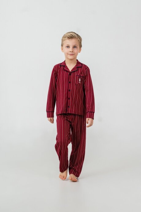 U.S. Polo Assn. Erkek Çocuk %100 Pamuk Nakışlı Kırmızı Uzun Kol Pijama Takımı US2644-C-V1 - 5