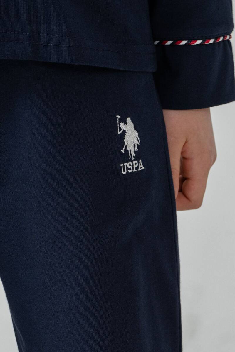 U.S. Polo Assn. Erkek Çocuk %100 Pamuk Nakışlı Lacivert Uzun Kol Pijama Takımı US2643-C-V1 - 5