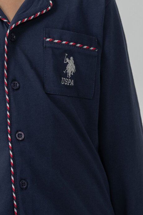 U.S. Polo Assn. Erkek Çocuk %100 Pamuk Nakışlı Lacivert Uzun Kol Pijama Takımı US2643-C-V1 - 3