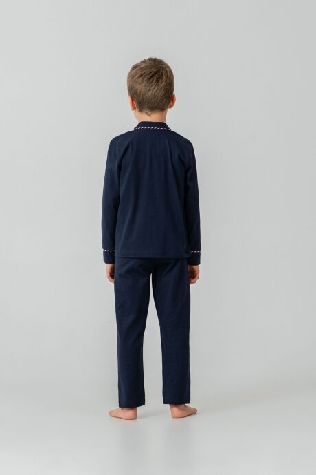 U.S. Polo Assn. Erkek Çocuk %100 Pamuk Nakışlı Lacivert Uzun Kol Pijama Takımı US2643-C-V1 - 4