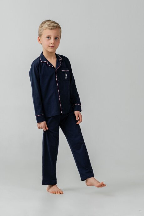 U.S. Polo Assn. Erkek Çocuk %100 Pamuk Nakışlı Lacivert Uzun Kol Pijama Takımı US2643-C-V1 - 8