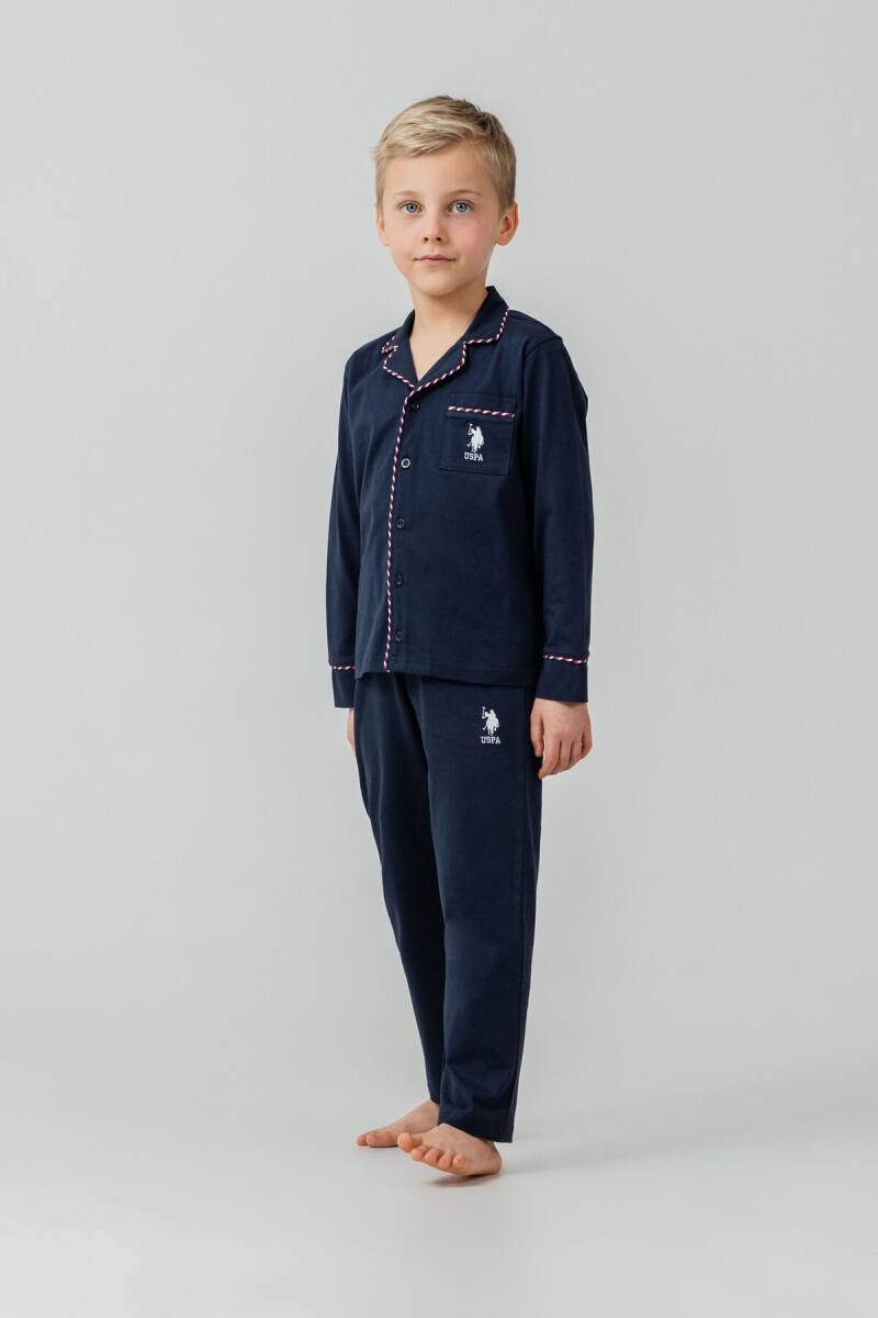 U.S. Polo Assn. Erkek Çocuk %100 Pamuk Nakışlı Lacivert Uzun Kol Pijama Takımı US2643-C-V1 - 6