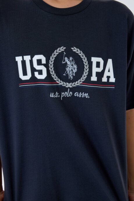 U.S. Polo Assn. Erkek Çocuk %100 Pamuk Bisiklet Yaka Nakışlı Yazlık Regular Fit Siyah Bermuda Takım US2425-C-V2 - 3