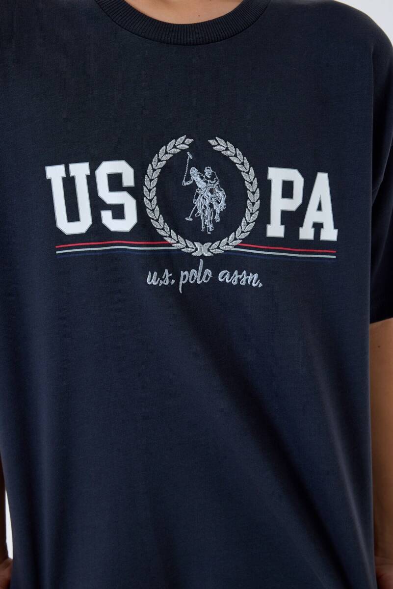 U.S. Polo Assn. Erkek Çocuk %100 Pamuk Bisiklet Yaka Nakışlı Yazlık Regular Fit Siyah Bermuda Takım US2425-C-V2 - 3