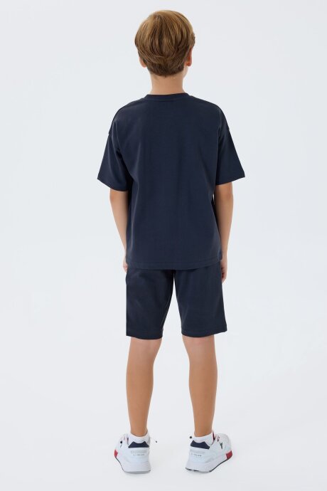 U.S. Polo Assn. Erkek Çocuk %100 Pamuk Bisiklet Yaka Nakışlı Yazlık Regular Fit Siyah Bermuda Takım US2425-C-V2 - 4