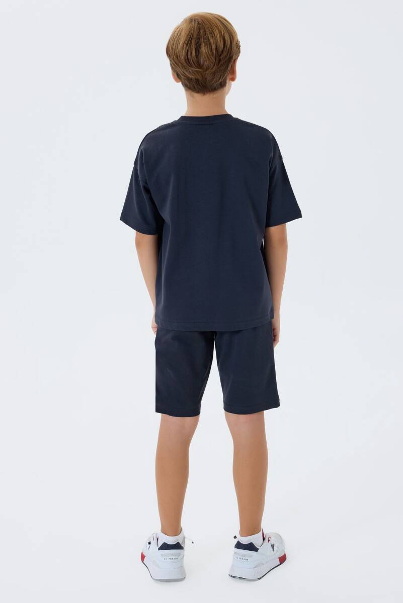 U.S. Polo Assn. Erkek Çocuk %100 Pamuk Bisiklet Yaka Nakışlı Yazlık Regular Fit Siyah Bermuda Takım US2425-C-V2 - 4