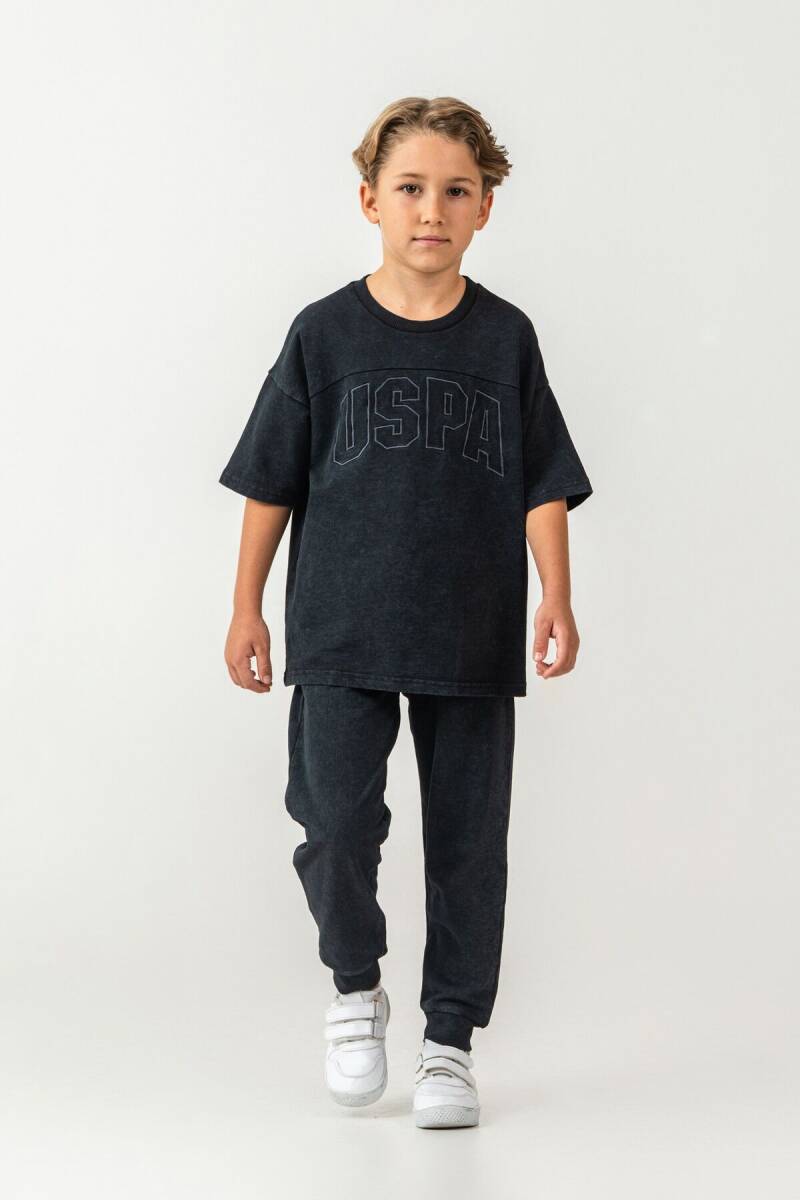U.S. Polo Assn. Erkek Çocuk Bisiklet Yaka Nakışlı Yazlık Regular Fit Siyah Eşofman Takımı US2437-C-V2 - 2