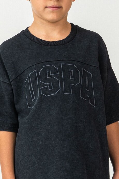 U.S. Polo Assn. Erkek Çocuk Bisiklet Yaka Nakışlı Yazlık Regular Fit Siyah Eşofman Takımı US2437-C-V2 - 3