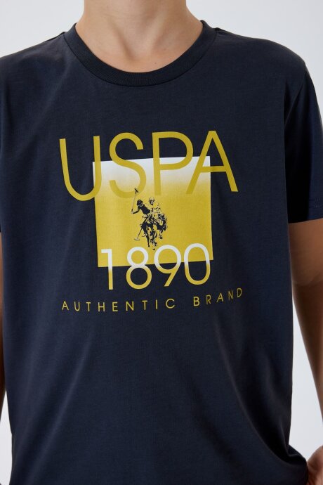 U.S. Polo Assn. Erkek Çocuk %100 Pamuk Bisiklet Yaka Nakışlı Yazlık Regular Fit Siyah Bermuda Takım US2419-C-V1 - 3
