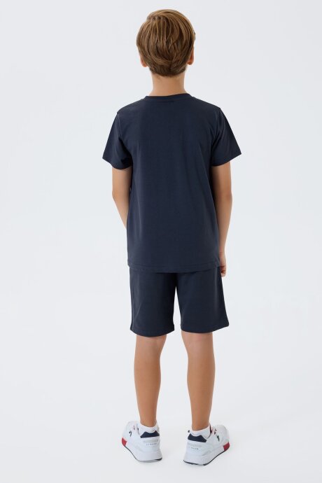 U.S. Polo Assn. Erkek Çocuk %100 Pamuk Bisiklet Yaka Nakışlı Yazlık Regular Fit Siyah Bermuda Takım US2419-C-V1 - 4