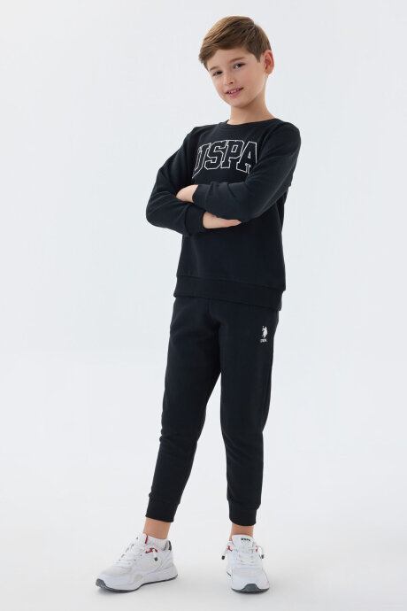 U.S. Polo Assn. Erkek Çocuk Pamuklu Bisiklet Yaka Nakışlı Kışlık Regular Fit Siyah Eşofman Takımı US1583-C-V1 - 6