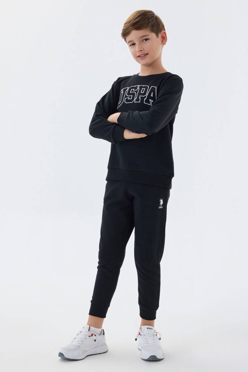 U.S. Polo Assn. Erkek Çocuk Pamuklu Bisiklet Yaka Nakışlı Kışlık Regular Fit Siyah Eşofman Takımı US1583-C-V1 - 6