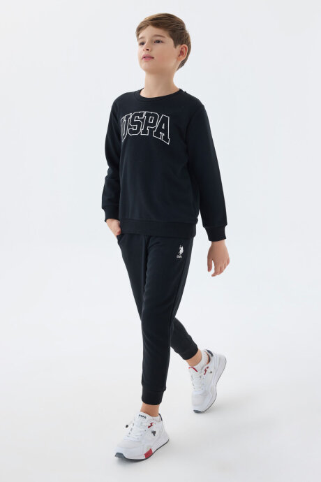 U.S. Polo Assn. Erkek Çocuk Pamuklu Bisiklet Yaka Nakışlı Kışlık Regular Fit Siyah Eşofman Takımı US1583-C-V1 (1)